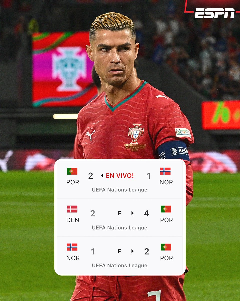 ESPNmx's tweet photo. ¡LA VIDA DESPUÉS DE CR7! 👀

Portugal tuvo una Fecha FIFA perfecta, ganando sus cuatro partidos de Nations League 🇵🇹

Tres de ellos fueron sin Cristiano Ronaldo en la cancha... ¿el Bicho regresará con su selección? https://t.co/lJJ4BxggsR
