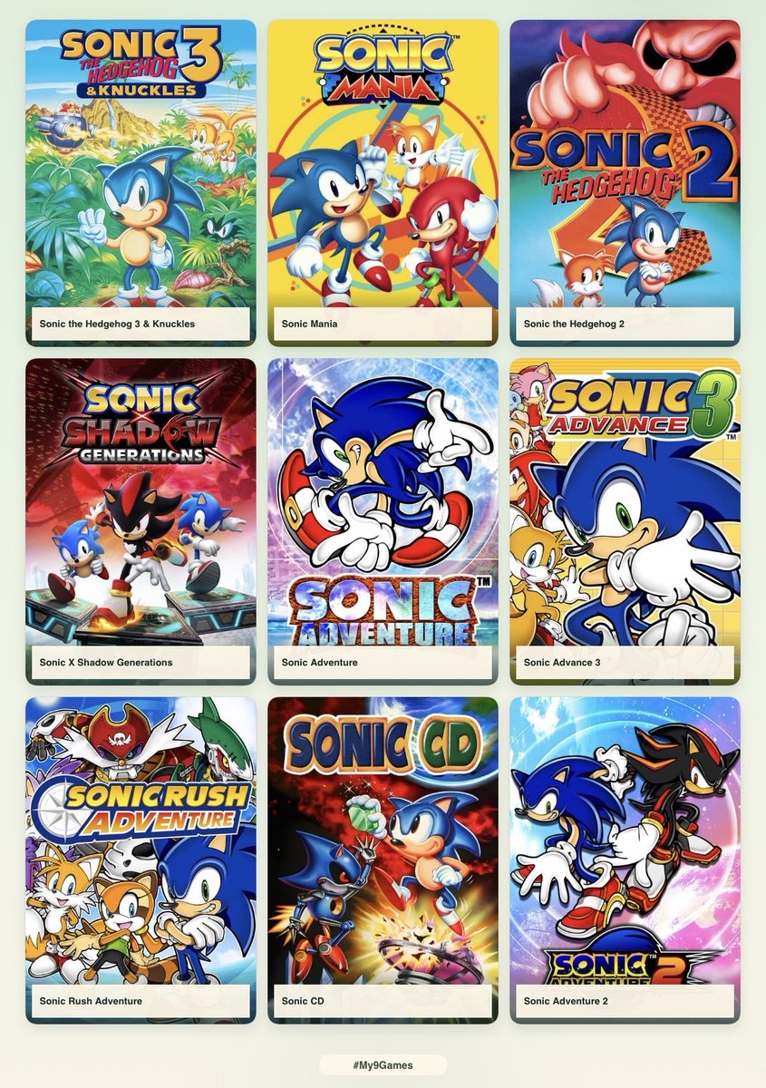 HatStackMike's tweet photo. My top 9 Sonic games.

#My9Games https://t.co/mS6qqGzvUk