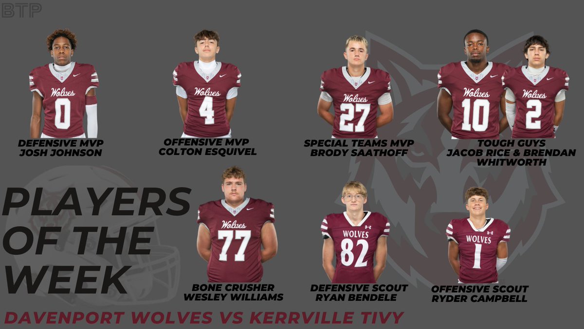 DHSWolvesFB's tweet photo. Players Of The Week! BTP https://t.co/AMl8i4a62y