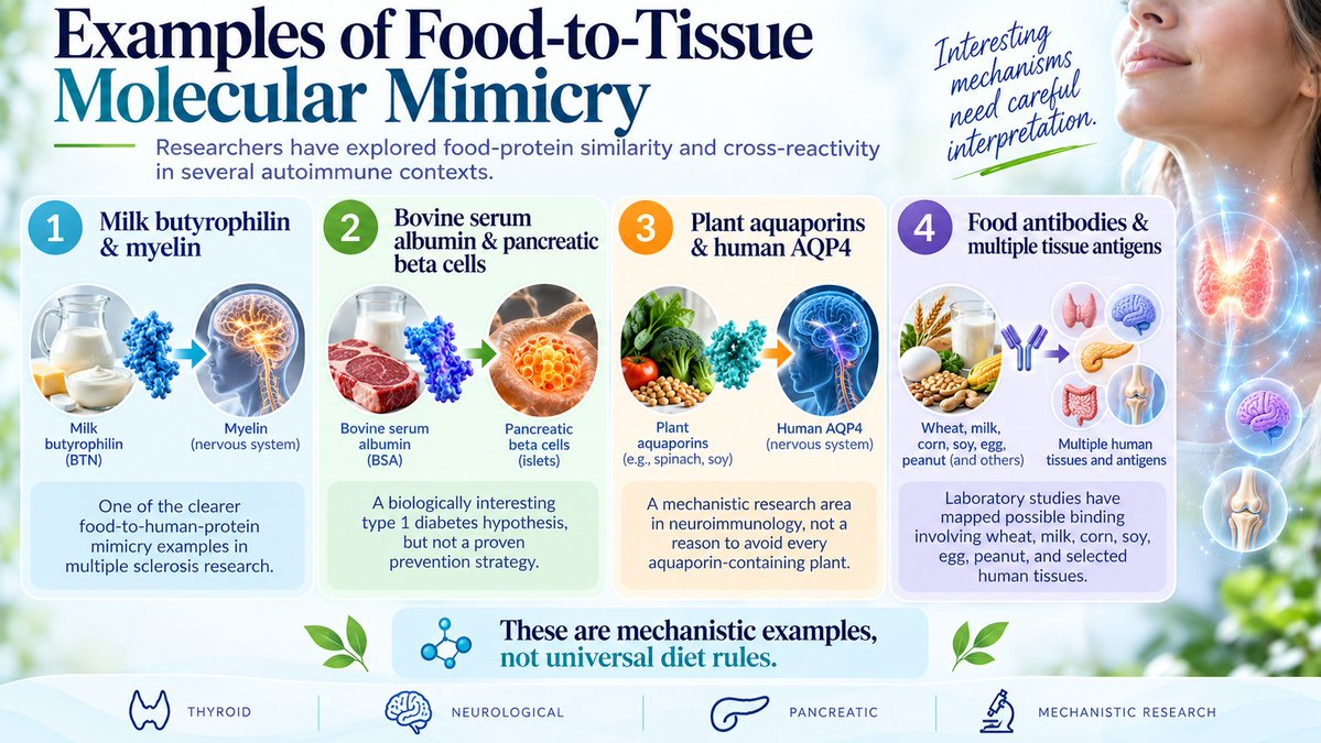 shookdc's tweet photo. Molecular mimicry means two proteins share enough structural similarity that immune recognition may overlap.

Interesting? Absolutely.

Proof that every food antibody is attacking your thyroid? No.

The exact protein, antibody, preparation, tissue and clinical context matter. https://t.co/JtsoyFzQcD