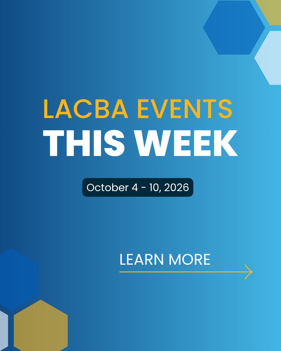 LACBA's tweet photo. This week at LACBA Events 🎉
View the full calendar at https://t.co/6SD58Mw5HU

#LACBA #losangeleslawyer #californialaw #californialawyers #barassociation #domesticviolenceproject #CLE #healthcarelaw #healthcarecompliance  #familylawyer #childcustodyattorney https://t.co/TGo9x1zfFe
