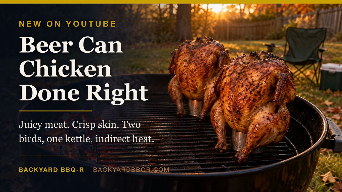 BackyardBBQr's tweet photo. Beer can chicken on the Weber for Football Sunday.

Two birds. Two rubs. About two hours on the kettle.

Here's what actually matters.

#BeerCanChicken https://t.co/HBQpdEsOfd