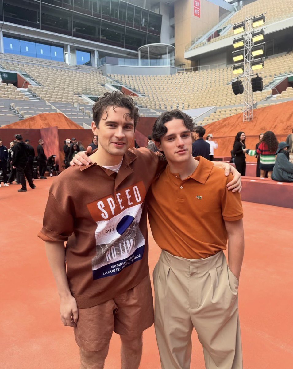 FilmUpdates's tweet photo. Michael Johnston and Harry Collett at the Lacoste fashion show. https://t.co/O6Rg8k8mEE