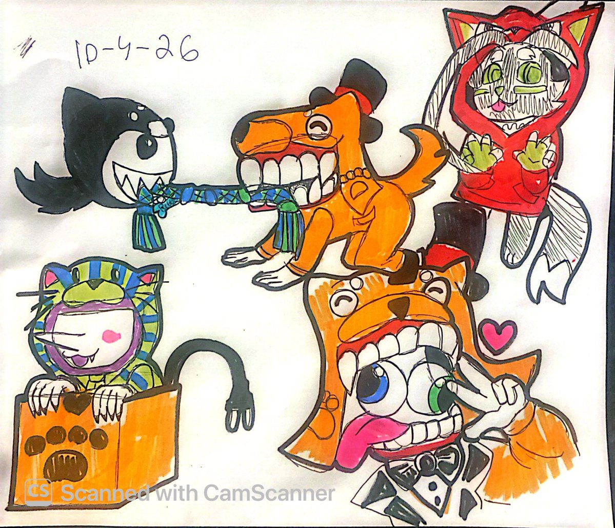 Shiny_Vibes_'s tweet photo. Day four tug of war. I promise I’ll draw something better tomorrow! For now get these doodles from work.#Inktober #TADCㅤ #Caine #Tenna #Bubble #OCㅤㅤ https://t.co/XuxOyTLcaQ