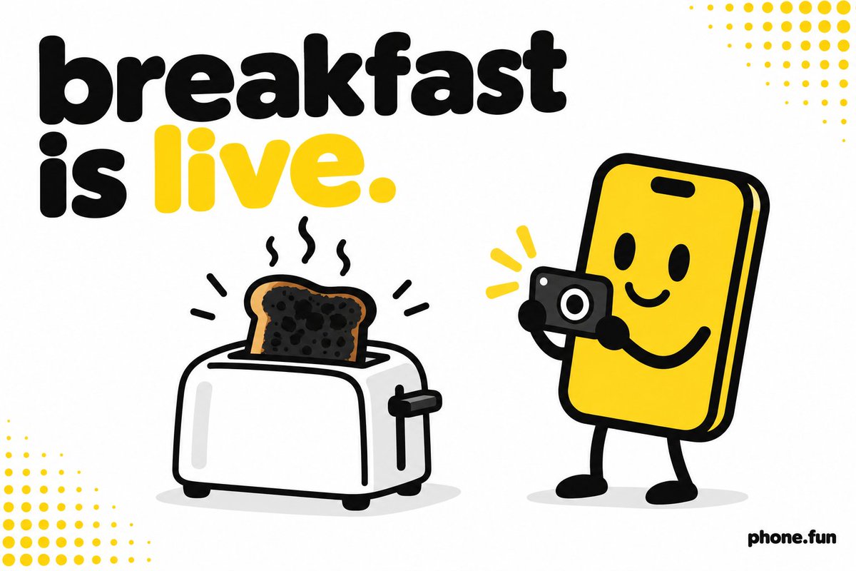 phonedotfun's tweet photo. burned the toast. took a photo. gave it a ticker.

breakfast took a weird turn. https://t.co/JBuVamrYC2