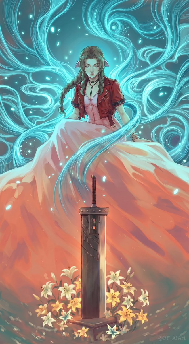 FF_AIArt's tweet photo. “Gotta look forward, not back.”

#FFVII #FF7 #FF7R #Aerith https://t.co/GPE9zGilwa