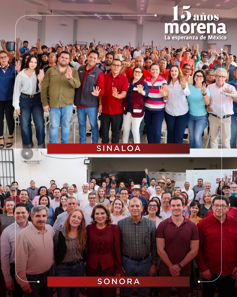 A_MontielR's tweet photo. 15 años después, seguimos caminando juntas y juntos, con la misma convicción y el corazón puesto en la Transformación. ❤️

¡Que siga la celebración!

#15AñosMorena https://t.co/Znl0ROWus3