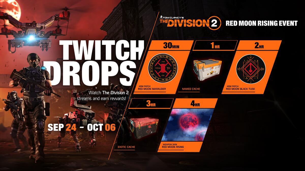 kratzy76au's tweet photo. Division 2 Twitch Drops Guide: Red Moon Rising Event Rewards -FINAL DAYS Live today 8am AEST Thank to Ubisoft for thE drops @Ubisoft @TheDivisionGame
https://t.co/Ka7rpgLnB9
#TheDivision2 #RedMoon #TwitchPartner https://t.co/C4xQxCiZM5