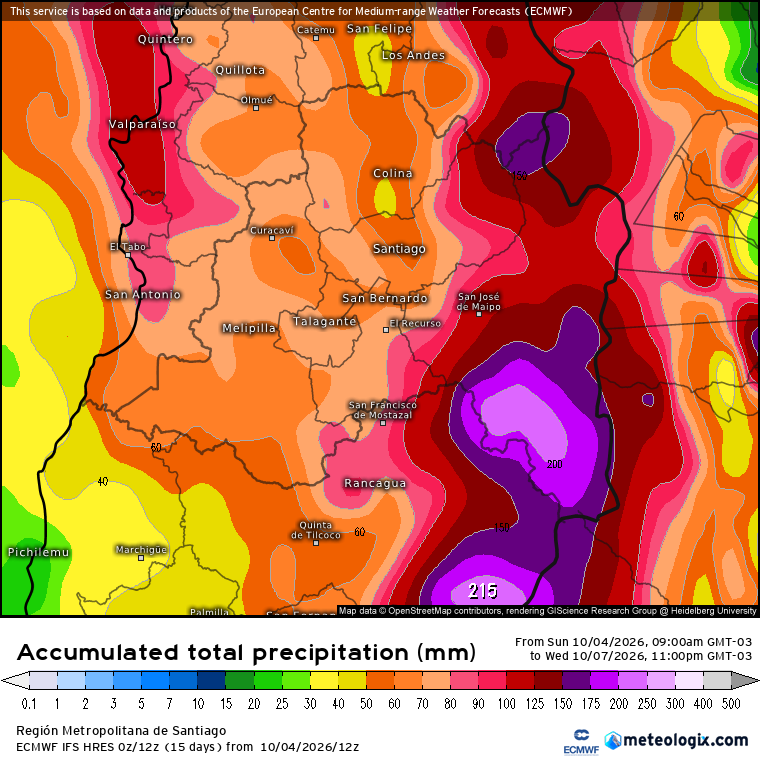 EdoWeatherman's tweet photo. Actualización alerta por lluvias anormales.

Un activo sistema frontal llega este lunes al continente, ocasionando chubascos entre sur de Coquimbo y Los Lagos, que se volverá lluvia, a ratos fuerte, el martes.
Es importante señalar que las recientes actualizaciones muestran discrepancia. Mientras el modelo norteamericano GFS coloca la mayor intensidad desde O'Higgins al sur, el europeo indica que lo más activo estará entre sur de Coquimbo y Maule. 
Los montos proyectados en promedio para la zona central se moverán entre 20-40 mm, mientras que en los sectores donde más agua caerá se proyectan sobre 50-70 mm. Existe la probabilidad que algunos sectores interiores de la zona central puedan superar los 80 mm.
Respecto al viento, será moderado de 40-60 km/hr, principalmente en costa.
Para la región de Coquimbo, la mayor cantidad de lluvia se dará en la parte sur e interior, con montos sobre 20-40 mm.
En relación a tormentas eléctricas, el miércoles 7 se espera la mayor probabilidad, en interior de la zona central y sur. Sin embargo, el jueves también se esperan probables tormentas eléctricas. Cuidado porque estarían acompañadas de granizadas.

La isoterma se moverá entre 2200-2800 msnm, lo que puede causar complicaciones.

Mañana actualizaré.