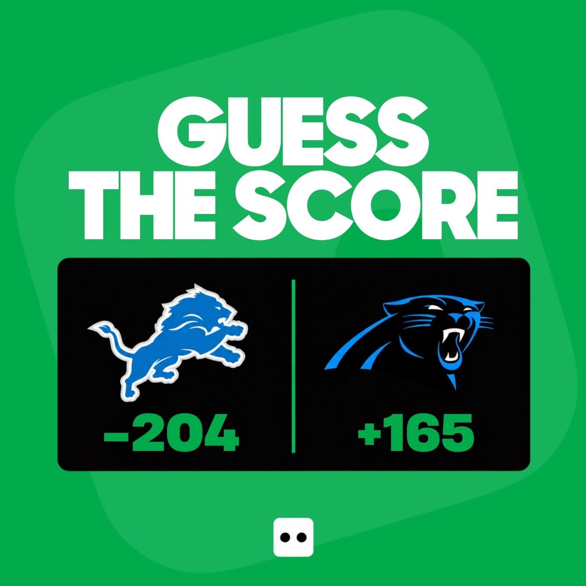 DiceyHQ's tweet photo. Lions vs. Panthers tonight 

Guess the final score correctly and win $50 to your dicey account.

Entries close at 8PM ET
Drop your prediction in the comments 👇 https://t.co/JiA5U2dU75