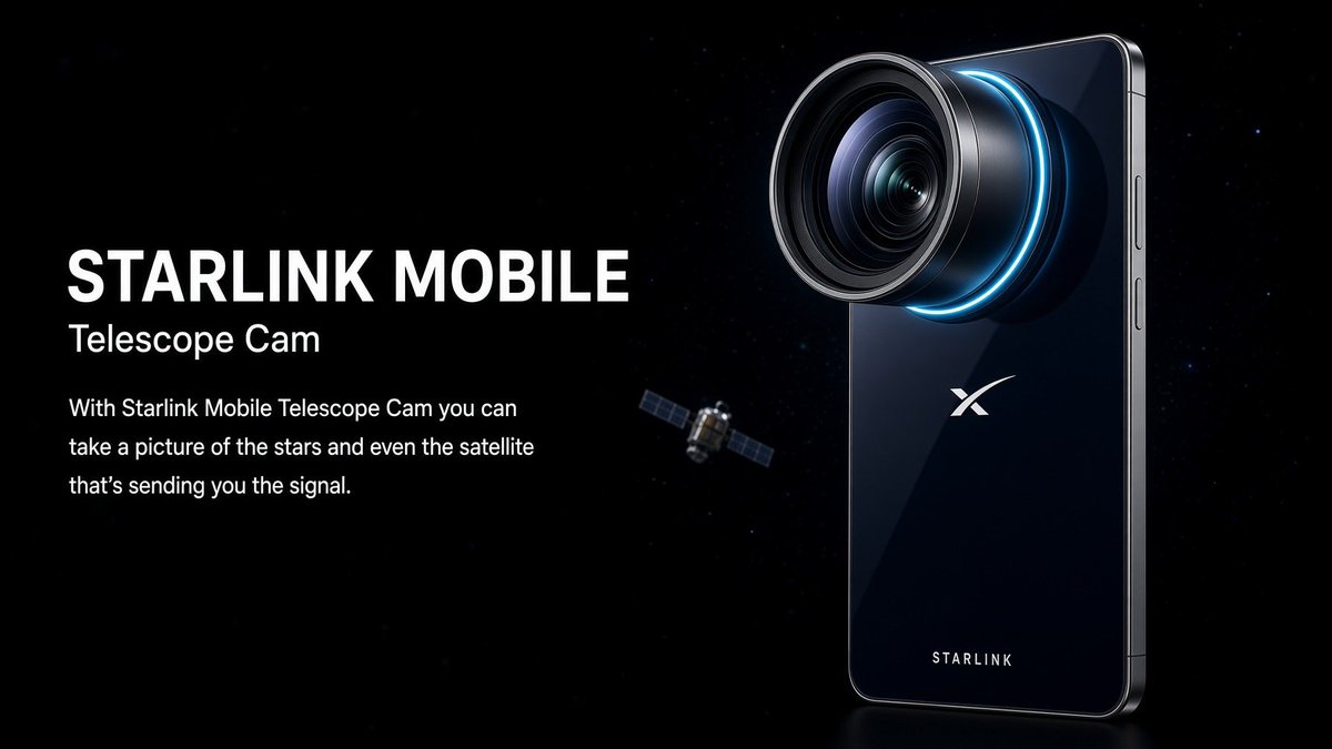 LightningMike23's tweet photo. Wouldn’t a @Starlink Mobile phone be awesome? And since it’s @X and/or @Starlink it could have a seriously amazing telescope camera where we could see the stars, the satellites or even watch a lunar landing right on our phone.  📱 
One could hope🙏 https://t.co/yjw8EkUi7b
