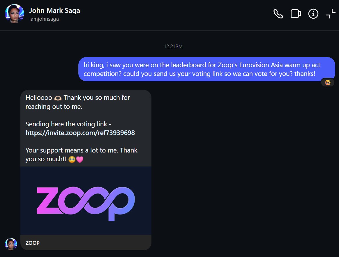 ESCFent's tweet photo. if you're gonna sign up to Zoop, do it with SAGA's referral link so he can win Zoop's warm-up act competition and perform at Eurovision Asia 2026!!!

CLICK HERE NOW DO IT PLEASE
https://t.co/Za52NJX4be https://t.co/PfF74qoUYg
