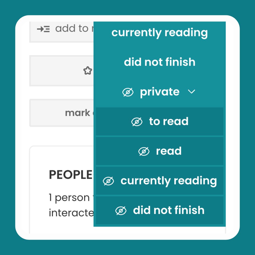 thestorygraph's tweet photo. You can now make any book on your shelves private! 🔒

A private book is visible only to you. Nobody else sees its title, author, or cover.

Your books read, pages, minutes, streaks, and reading goals all include your private books though, so your totals stay accurate. ✨ https://t.co/oQfZJS1NIC