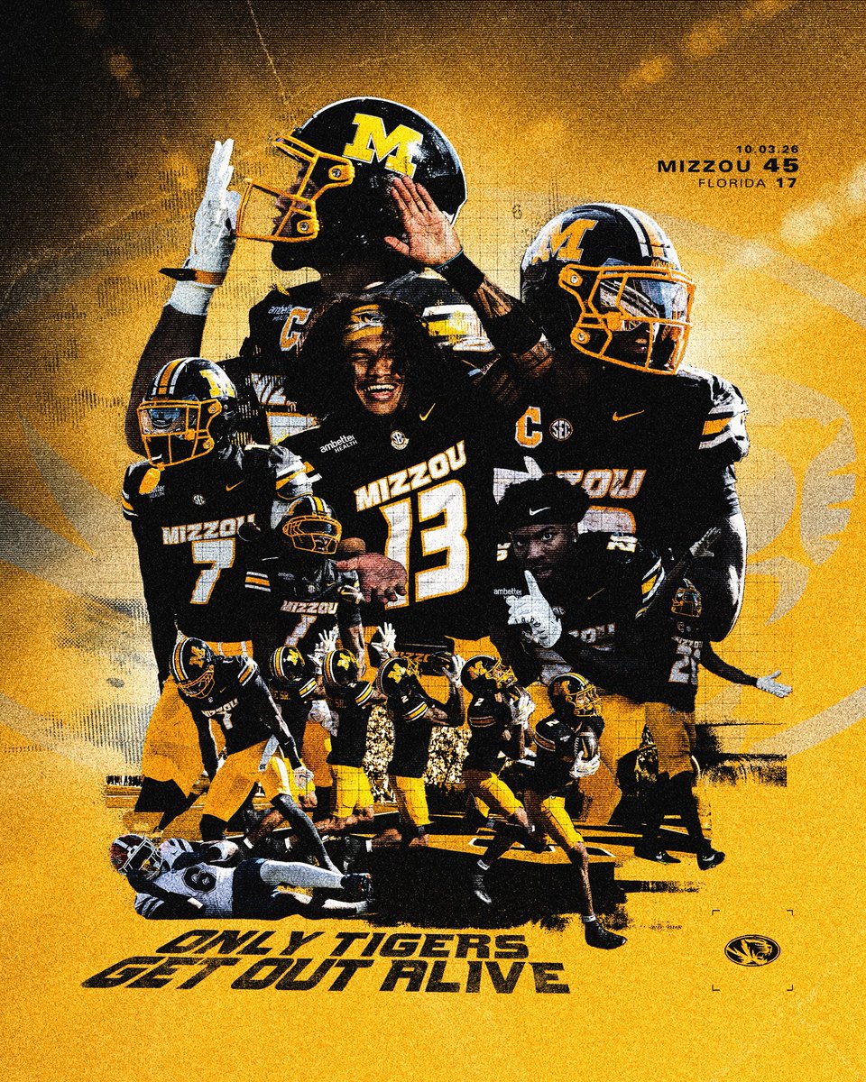 MizzouFootball's tweet photo. Only Tigers get out alive. 🐅 https://t.co/VIbCxigCwi