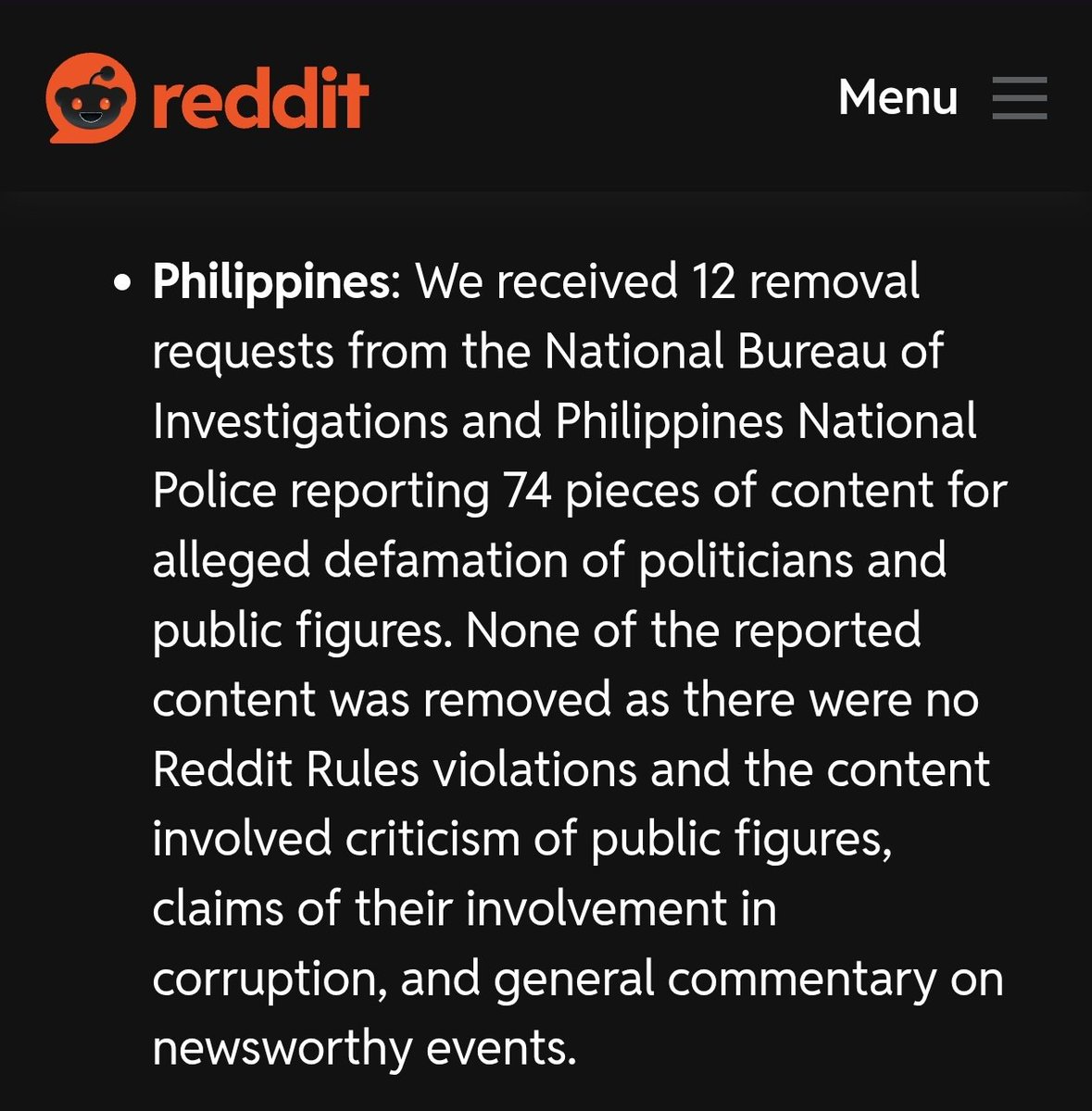 YtAnthrGFan's tweet photo. This censorship and surveillance doesn't stay within the EU.

The Philippine government already tried and failed to get Reddit to remove criticism of politicians. They then fast tracked regulations like #ageverification, threatened Reddit and Discord and then banned the latter. https://t.co/wxOYI9gJJZ