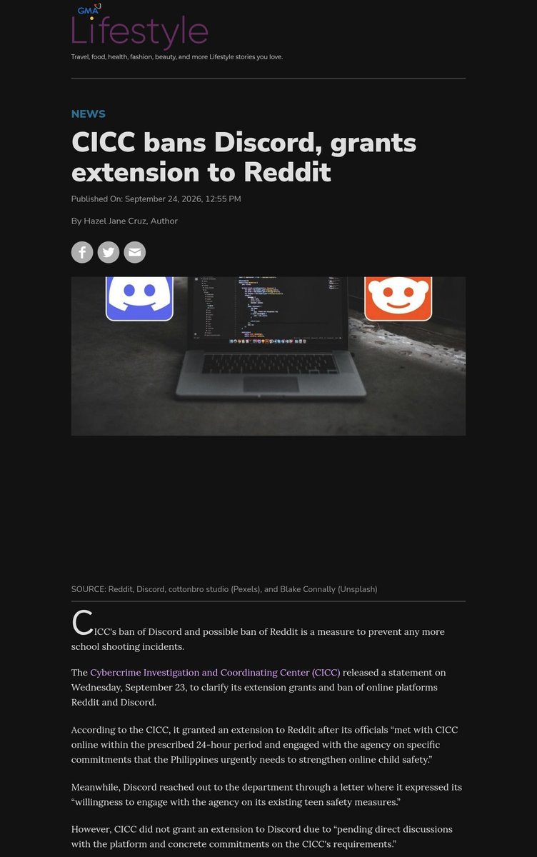 YtAnthrGFan's tweet photo. This censorship and surveillance doesn't stay within the EU.

The Philippine government already tried and failed to get Reddit to remove criticism of politicians. They then fast tracked regulations like #ageverification, threatened Reddit and Discord and then banned the latter. https://t.co/wxOYI9gJJZ