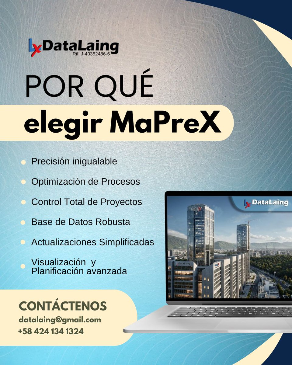 datalaing's tweet photo. 📌 Trabajar con licencia MaPreX permite mantener respaldo, actualización y acceso institucional al ecosistema DataLaing. #MaPreX https://t.co/LxZjT1EtnQ