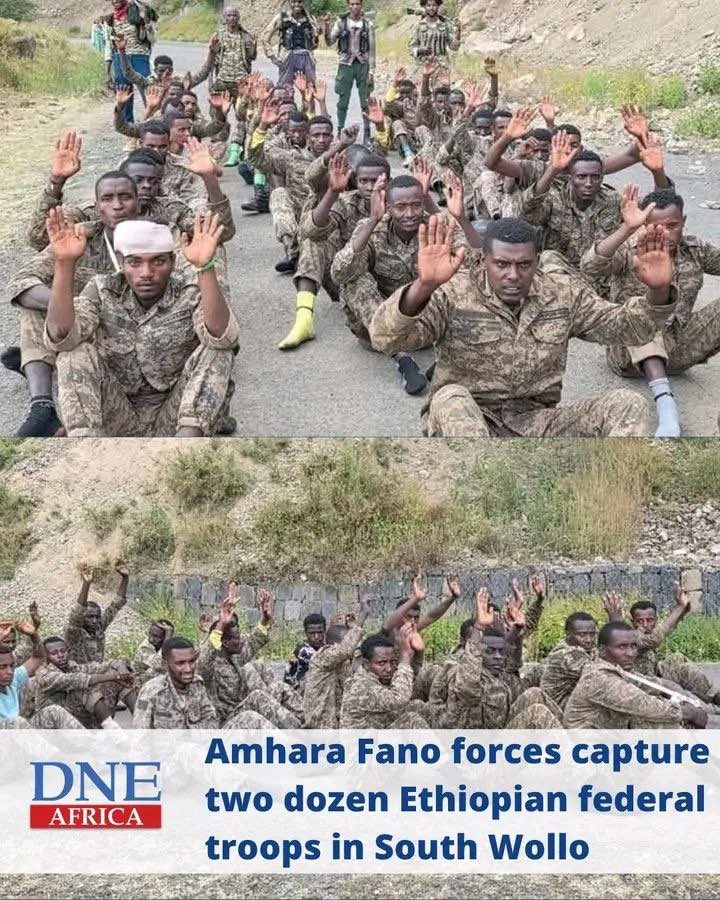 FikreT29931493's tweet photo. ighters belonging to the Amhara Fano National Movement (AFNM) have captured two dozen Ethiopian National Defense Force (ENDF) soldiers during recent engagements in the Mekdela district of the South Wollo Zone, highlighting the ongoing volatility in Ethiopia's Amhara region. https://t.co/tH339NZKn5