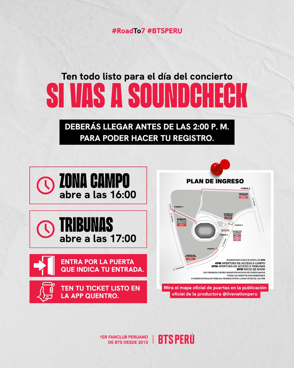 bts_peru1's tweet photo. ARMY, ¿YA TIENEN TODO LISTO PARA LOS TRES DÍAS DE CONCIERTO? 💜🇵🇪

El 7, 9 y 10 de octubre por fin estamos juntas en Lima, y queremos que lo vivamos con todo resuelto: sin dudas, sin carreras de último minuto y cuidándonos entre todas.

Por eso preparamos esta guía definitiva para ARMY de Perú. Desliza y guárdala 📖