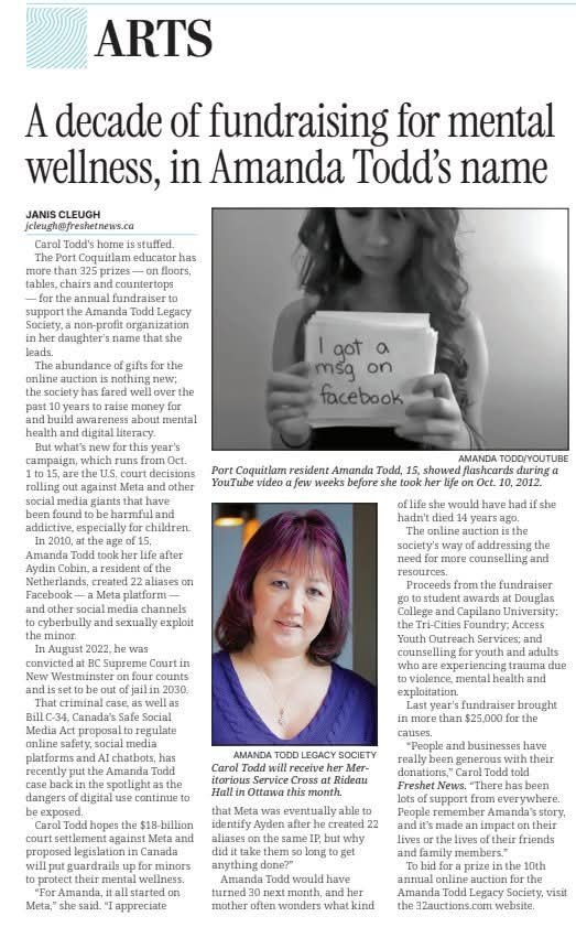 PreciousLesko's tweet photo. As part of the active bystander training I co-faciliate, we talk about online bullying and the rise in organized sextortion rings targeting our youth. Every time I talk about it, I remember Amanda Todd. It's important that parents understand how dangerous the Internet is for everyone, especially our kids. 💔