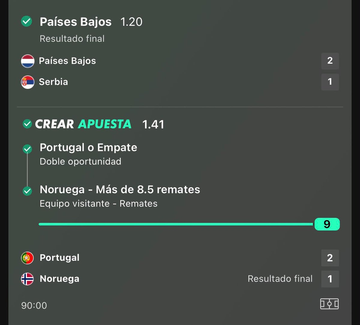infobetap's tweet photo. ✅✅APUESTA ACERTADA✅✅

Los noruegos nos hicieron sufrir con los remates pero sacamos una gran lectura en fútbol🔥

+0,77 Uds LINK EN LA BIO❤️ https://t.co/G0MSIDZgqm