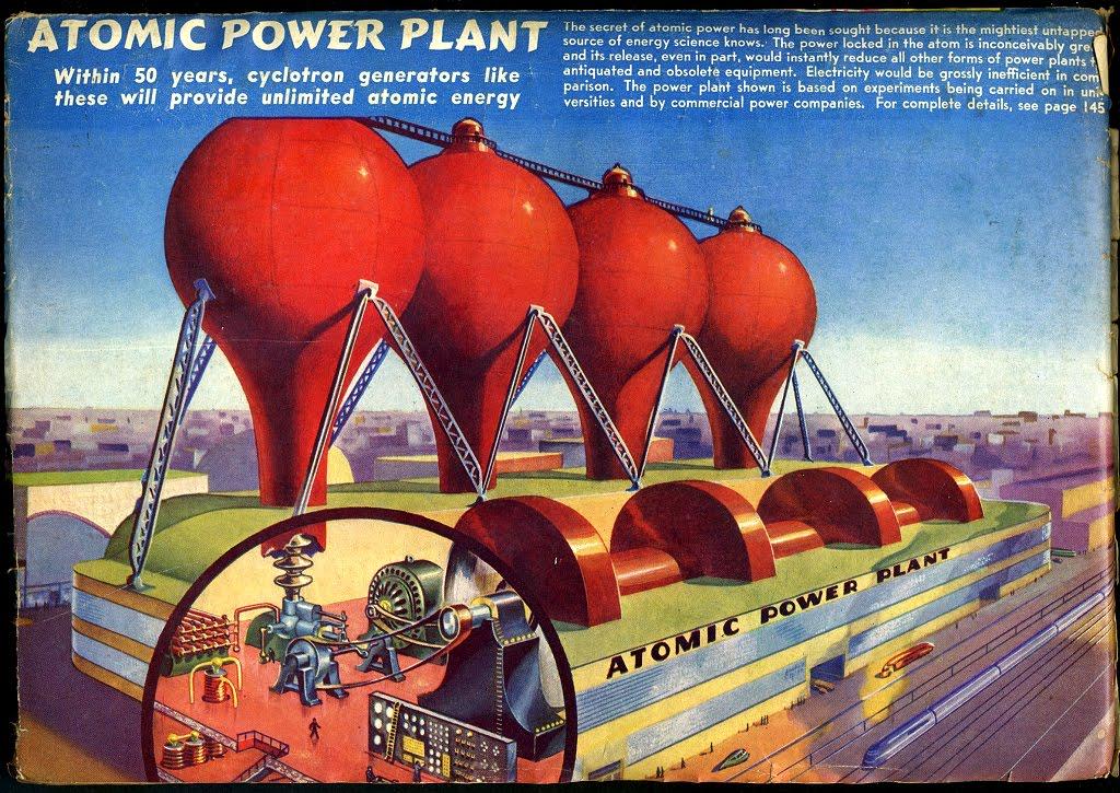 PulpLibrarian's tweet photo. Atomic power plant. Amazing Stories, October 1939. Art by Howard M. Duffin. https://t.co/ROxZFui4rr