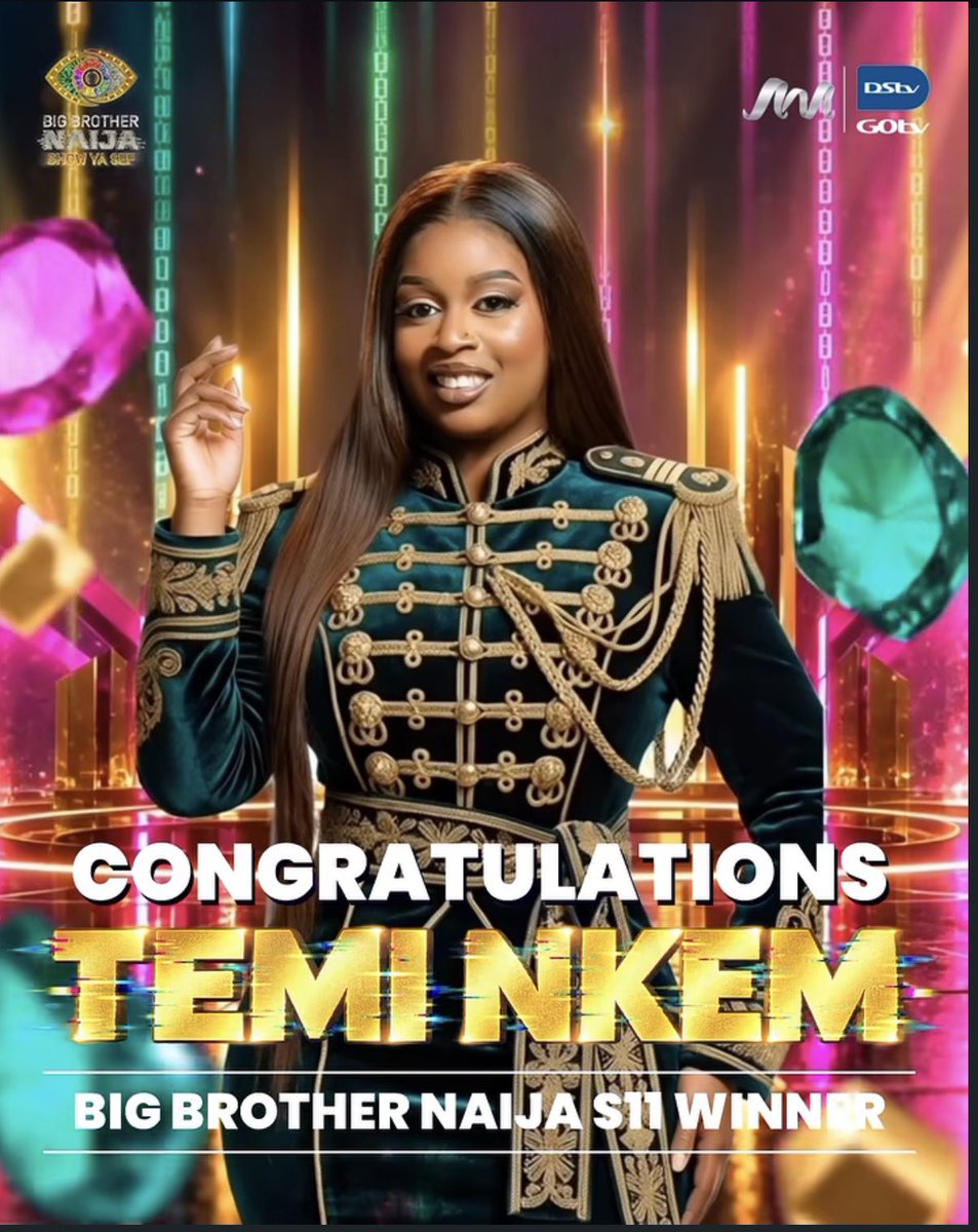 Trammani9's tweet photo. Congratulations Temi Nkem on winning BBN S11👏👏👏

#Tram #BBNaija https://t.co/i2u8oYeXuW