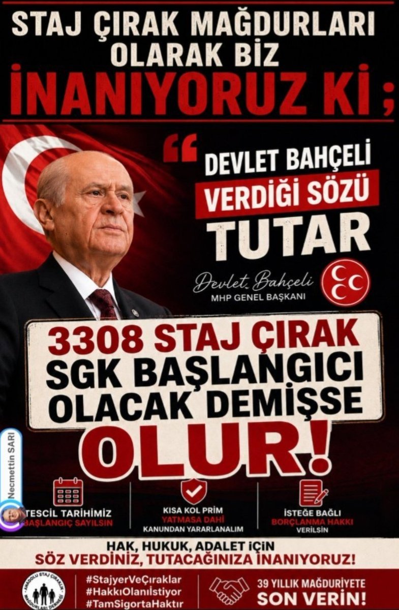 cubukcu_ozgur's tweet photo. Staj ve Çıraklık Mağdurları , kadro beklemiyor , atama beklemiyor , iş beklemiyor , kandırılmışlığının ve mağduriyetinin giderilmesini bekliyor sadece.

@RTErdogan
@dbdevletbahceli
Yükümüz Haksızlık, Talebimiz Adalet
#StajyerVeÇıraklar
#HakkınıAlanaDek
#MücadeleEdecek https://t.co/C4sup0P5bf