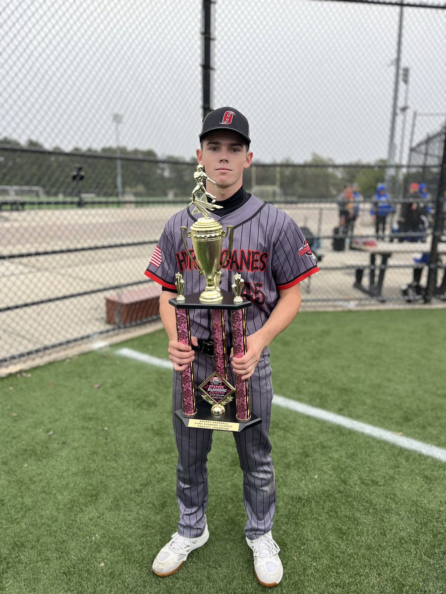 axcessbaseball's tweet photo. St. Anthony’s Junior Brian Kall’s incredible championship performance for the Hurricanes has earned him tournament MVP honors at the Axcess Baseball #PinkDiamondClassic 

2-4 2 HR 4 RBI 2 R 
5.0 IP 3 H 0 ER 4 K, W 

Congratulations Brian! https://t.co/v5ROspYKpK