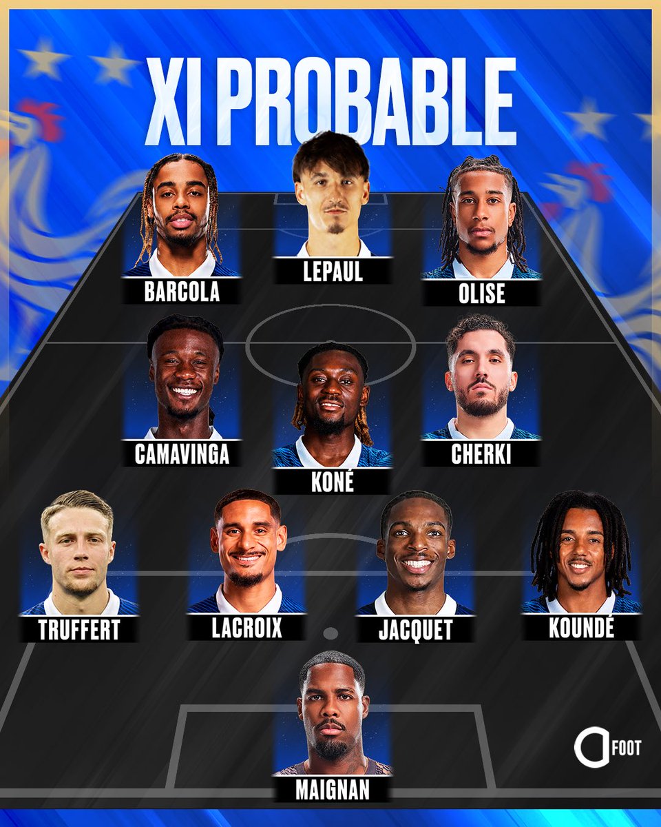 ActuFoot_'s tweet photo. 🚨🚨🚨 LE XI PROBABLE DES BLEUS 🇫🇷 FACE À LA BELGIQUE 🇧🇪 DEMAIN AU STADE DE FRANCE !!!!

🗞️ @lequipe https://t.co/8sn2etBFFs