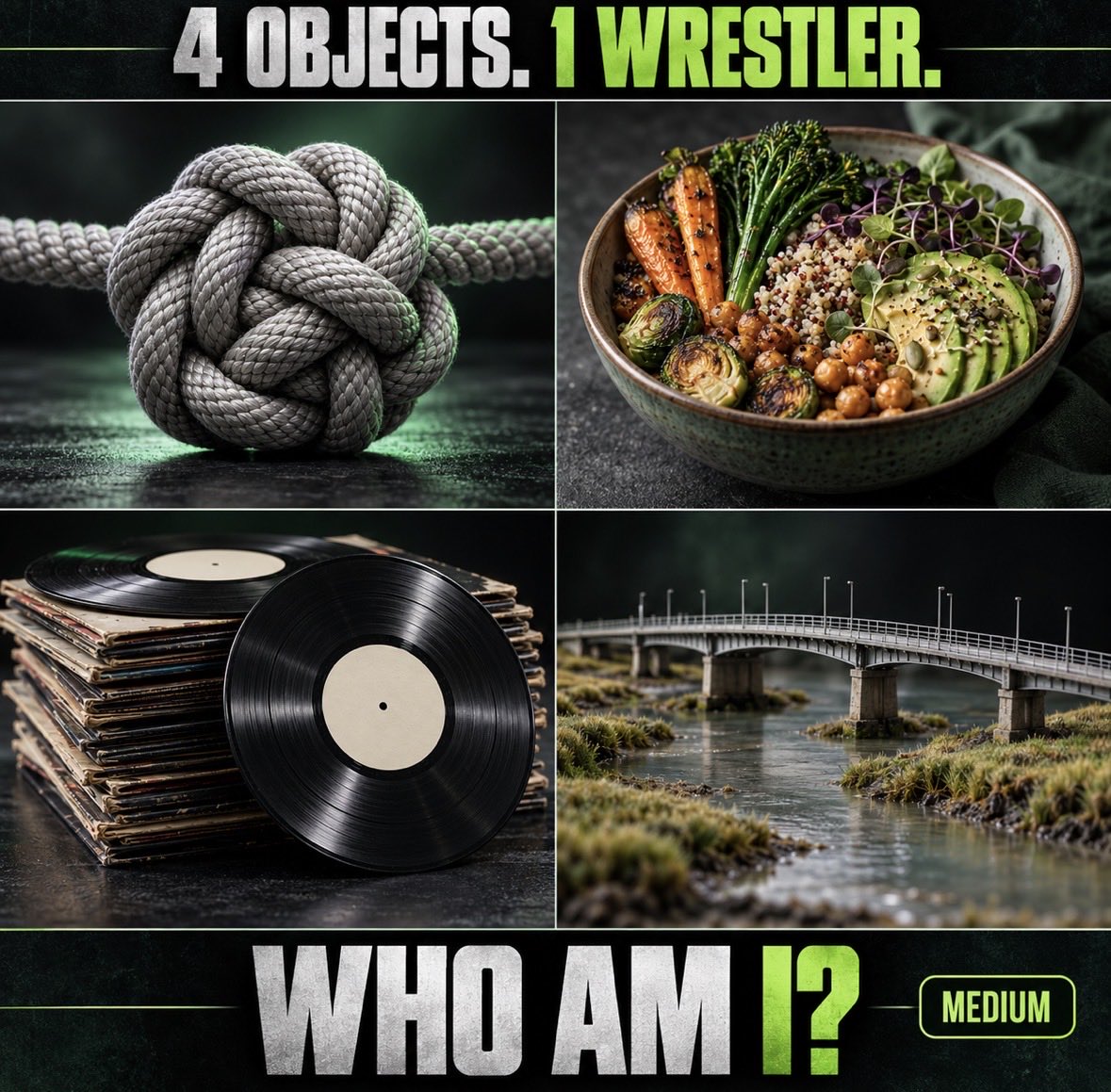 MobSquad508's tweet photo. Repost &amp; let’s get some more fans that wanna have a bit of daily fun involved . 🙏🏽🙏🏽

Guess the Wrestler ?? 👀👀 https://t.co/uaId5jLknp