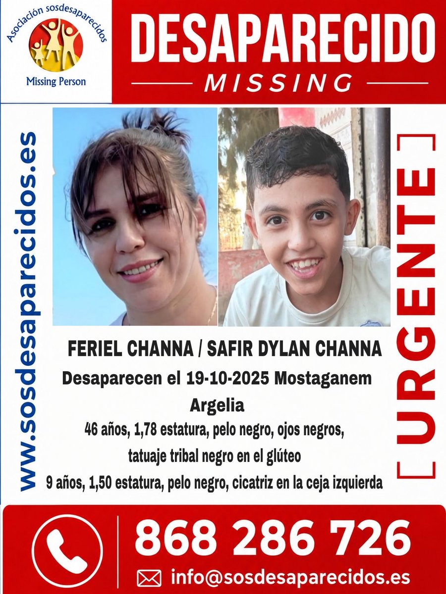 sosdesaparecido's tweet photo. 🆘 DESAPARECIDOS
Alerta internacional RIAPD
#Argelia #Desaparecido #Missing #España #sosdesaparecidos
Síguenos @sosdesaparecido https://t.co/UmdKODyhhg