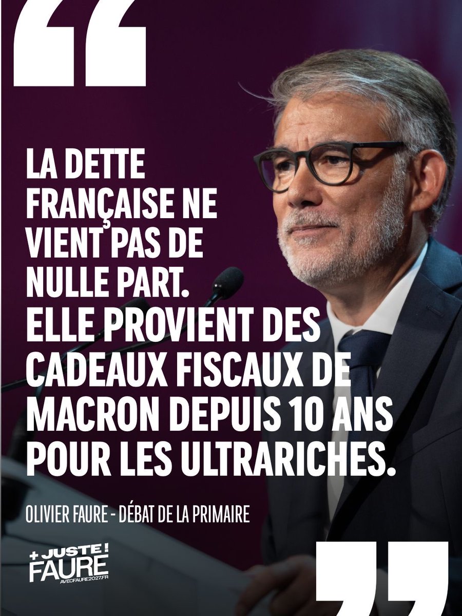 avecfaure2027's tweet photo. « La dette française ne vient pas de nulle part. Elle provient des cadeaux fiscaux de Macron depuis 10 ans pour les ultrariches. »

#AvecFaure2027 https://t.co/kacUHpXh1w