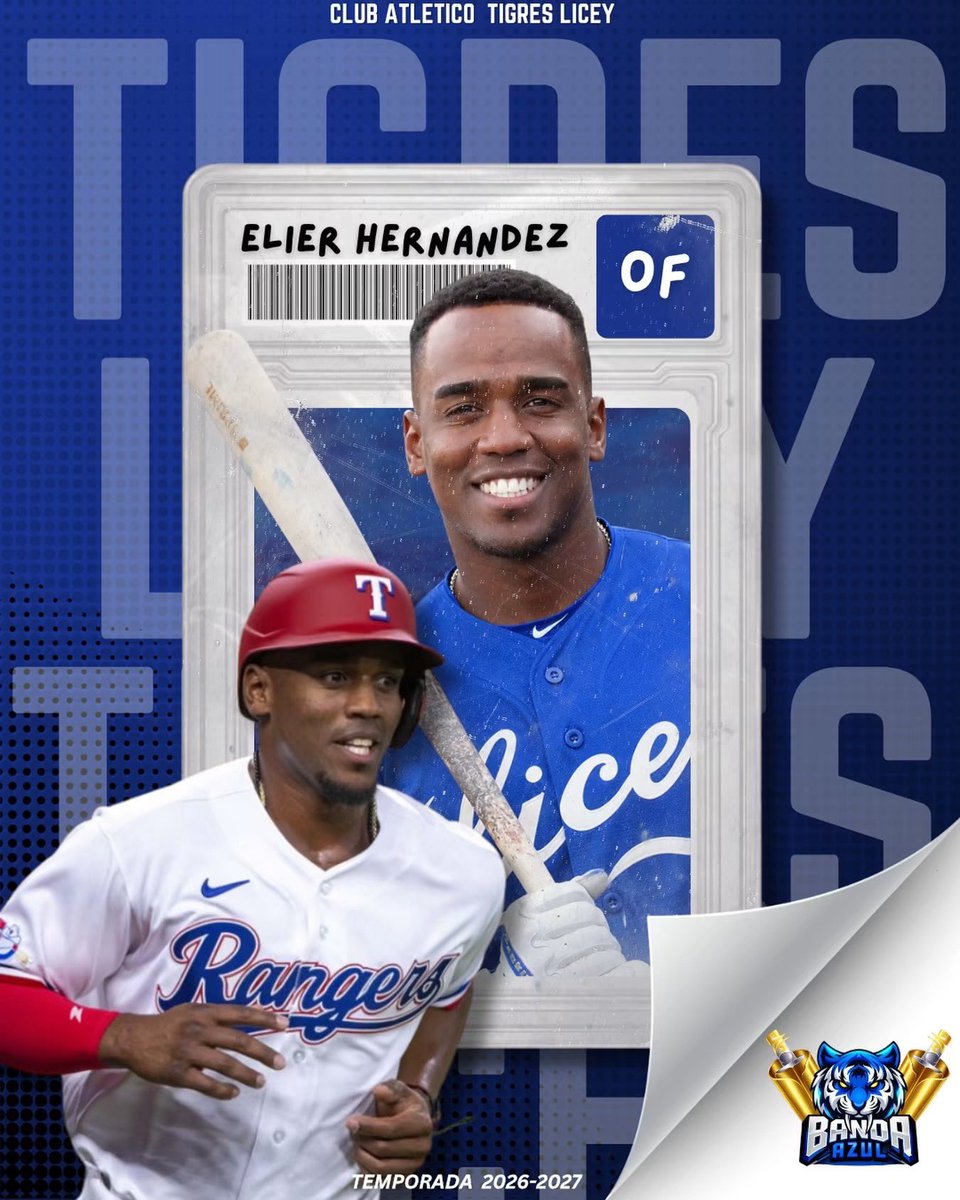 BandaAzulTL's tweet photo. 🚨 ¡Elier Hernández, nuevo jugador de los Tigres del Licey! 🐯💙

Llega vía cambio desde los Leones del Escogido, a cambio de Amed Rosario y un jugador que será anunciado más adelante. 

Vía: @Enrique_Rojas1 

#Licey #TigresDelLicey #BandaAzul https://t.co/7rgLkgywkb