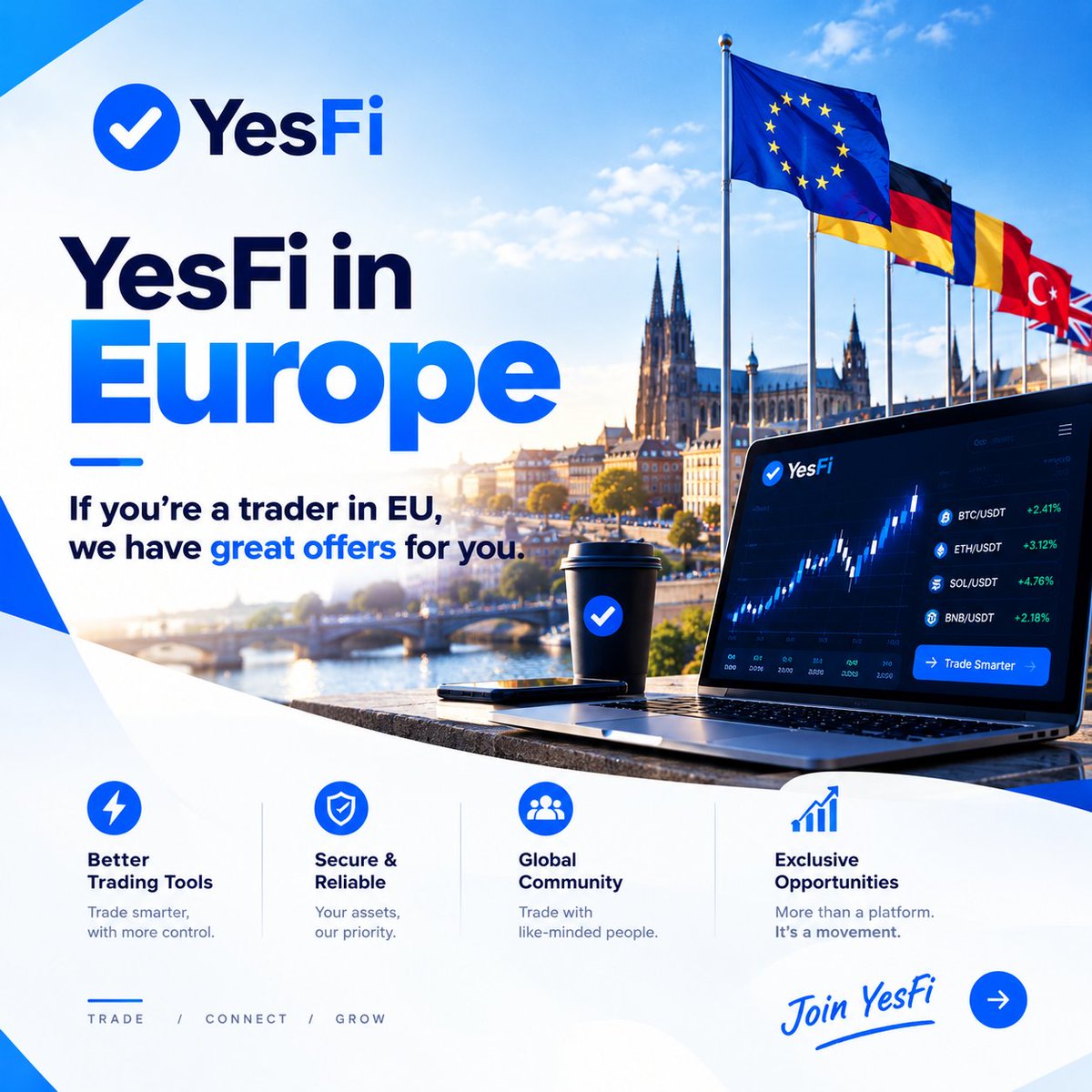 IMMT_io's tweet photo. 🇪🇺 EU FUTURES TRADERS
If you trade futures in Europe, YesFi has opportunities for you.
🇩🇪 Germany 🇷🇴 Romania 🇹🇷 Turkey 🇬🇧 UK
Trade. Connect. Grow with YesFi.
#YesFi #FuturesTrading #CryptoTrading #EuropeanTraders #Trading https://t.co/GvJT8OI7LP
