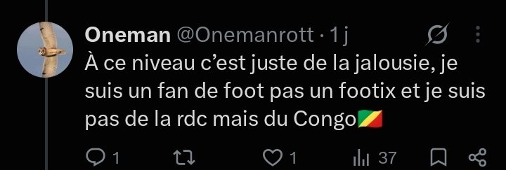 ElohNgemba10's tweet photo. Pourtant, c’est ton propre compatriote, un vrai passionné de foot, pas un footix comme toi, qui est venu te parler de ta jalousie envers la RDC 😂🤣🤣 https://t.co/jpiG8tqi1D