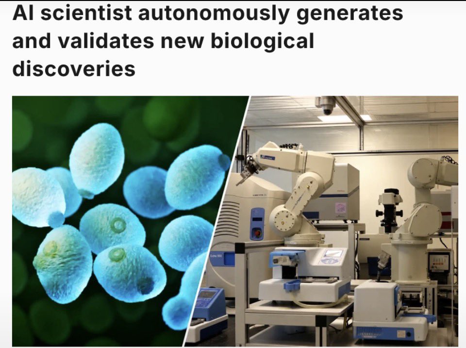 Dr__singularity's tweet photo. Al scientists are spreading fast and growing exponentially.Researchers at Chalmers University of Technology in Sweden built a close loop Al scientist that can generate hypotheses, design real laboratory experiments, analyze the results, and then use those results to decide what https://t.co/fXk5DOj97M