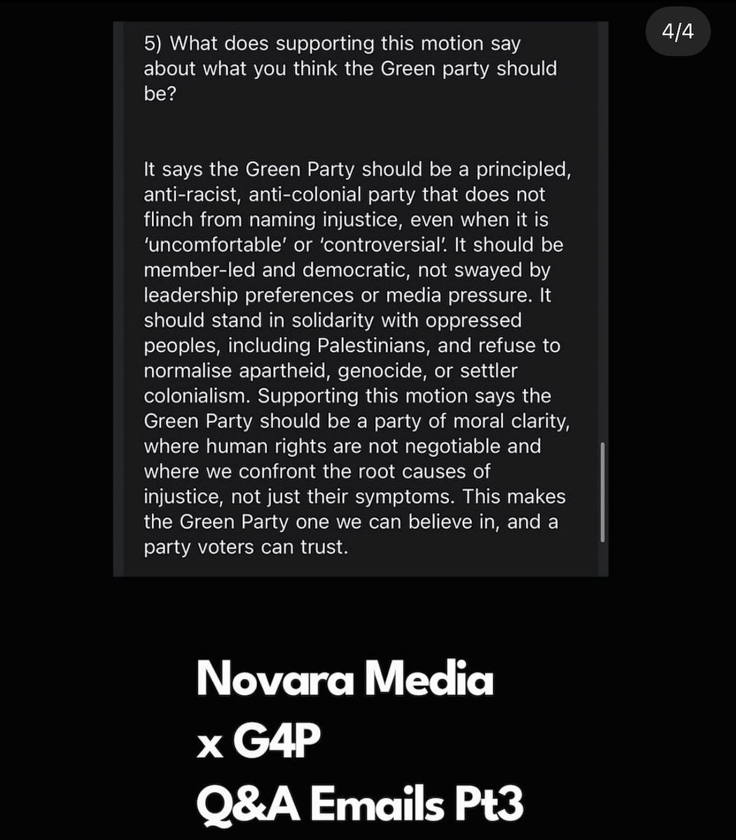 oniktimreh's tweet photo. As there's so mch supposed outrage abt the @greenparty 's motion tht passed 2dy -As opposed 2 paid4, manipulated outrage: 

'For the 2nd time this yr NovaraMedia hv refused 2 publish intervw exchanges frm Lubna &amp; Greens 4 Palestine.. If they wn't  publish'

Gaby shld read it‼️👀 https://t.co/At0TO6H7pC