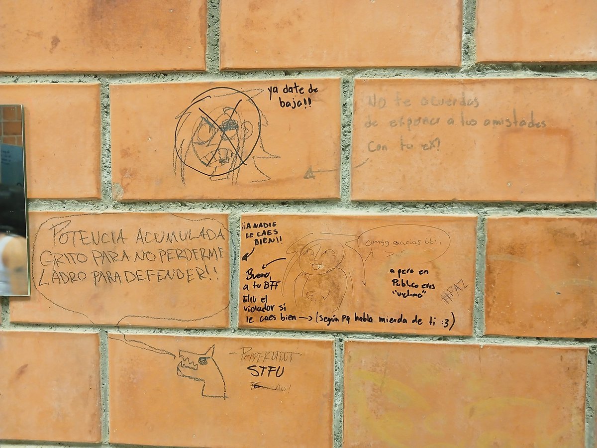pato_gorg's tweet photo. Encontrar esto en el baño de mi facultad fue muy loco, y mas por que hay cosas que no se entienden y parece que lo hizo la misma persona https://t.co/atwdotFhWp
