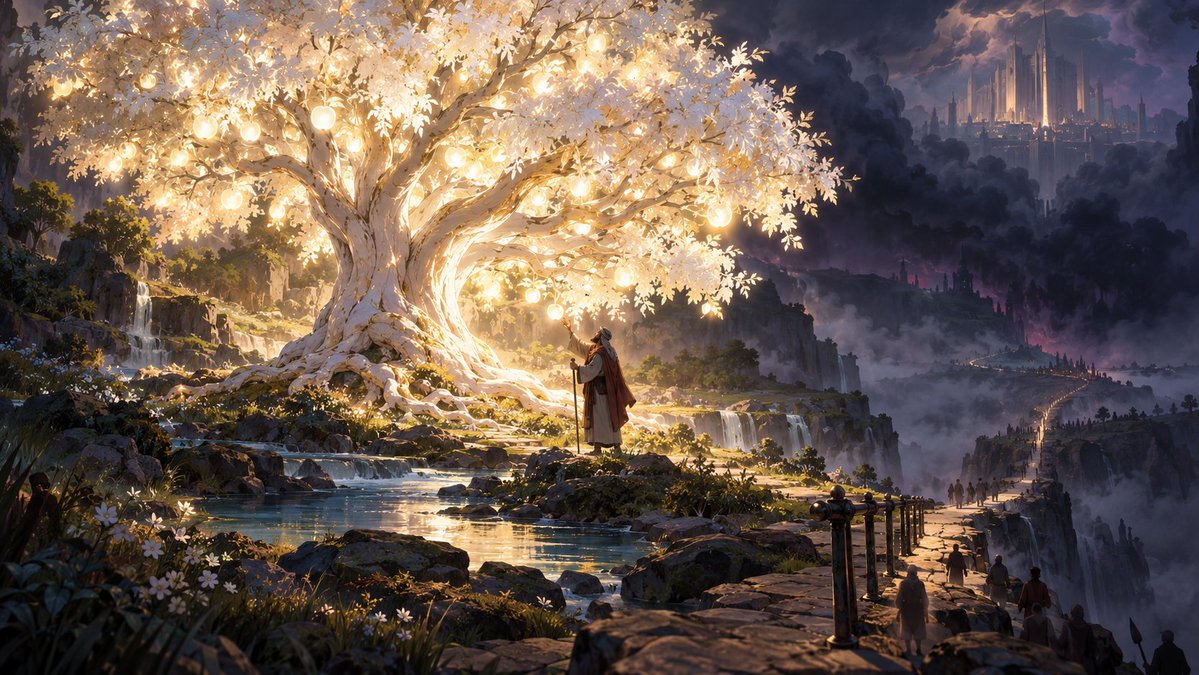 SkaldThor's tweet photo. Asked Grok and ChatGPT to make an interpretation of Lehi's vision since it was brought up in #LDSGeneralConference . I can't decide which I like better. 1st is Grok 2nd ChatGPT. https://t.co/4SoAZPuVw8