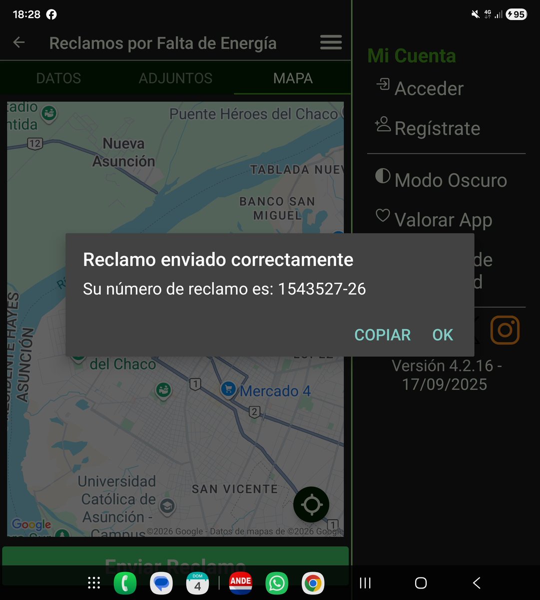 vgarciapy's tweet photo. @ANDEOficial El último número de reclamo que cargue es el 1543527-26, de igual forma adjunto los últimos 3 reclamos
Seguimos sin luz en 2 fases https://t.co/jaKlZKUy3b