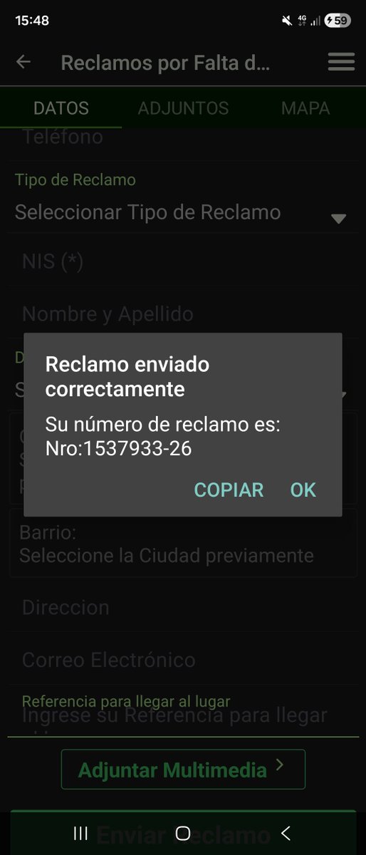 vgarciapy's tweet photo. @ANDEOficial El último número de reclamo que cargue es el 1543527-26, de igual forma adjunto los últimos 3 reclamos
Seguimos sin luz en 2 fases https://t.co/jaKlZKUy3b