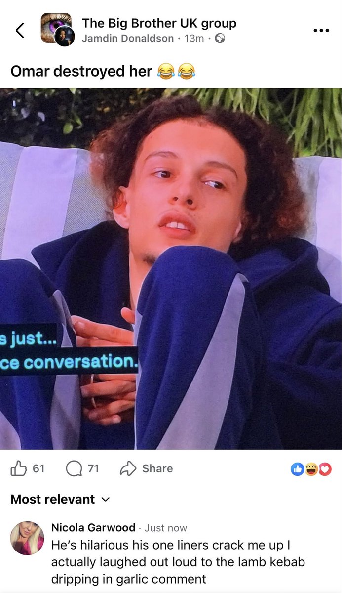 closurebrina's tweet photo. facebook is a mental place, genuinely what show are they watching #bbuk https://t.co/qXH8jD2OF1