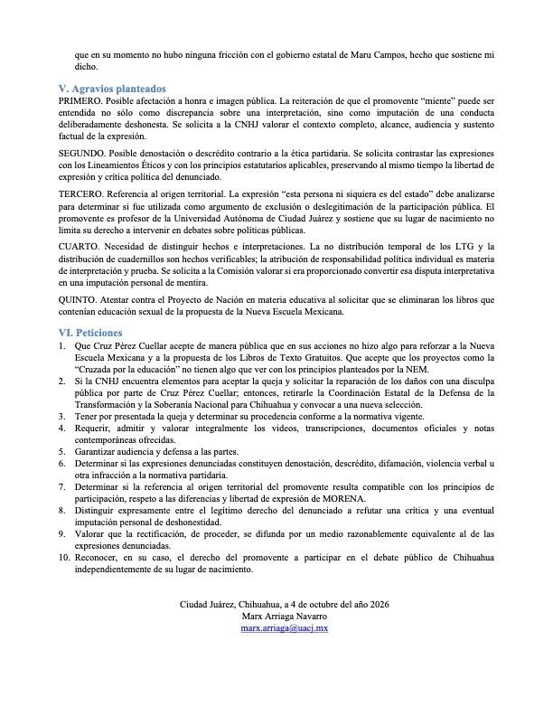 MarxArriaga's tweet photo. ¡No mentir, no robar, no traicionar!

Aquí la queja que envié a la Comisión Nacional de Honor y Justicia del @PartidoMorenaMx.

Como anuncié con @jantonioruizh, si la respuesta de @CruzPerzCuellar no repara los daños; entonces, convocaremos al magisterio insurgente e insumiso mexicano a tomar el Cielo por Asalto.