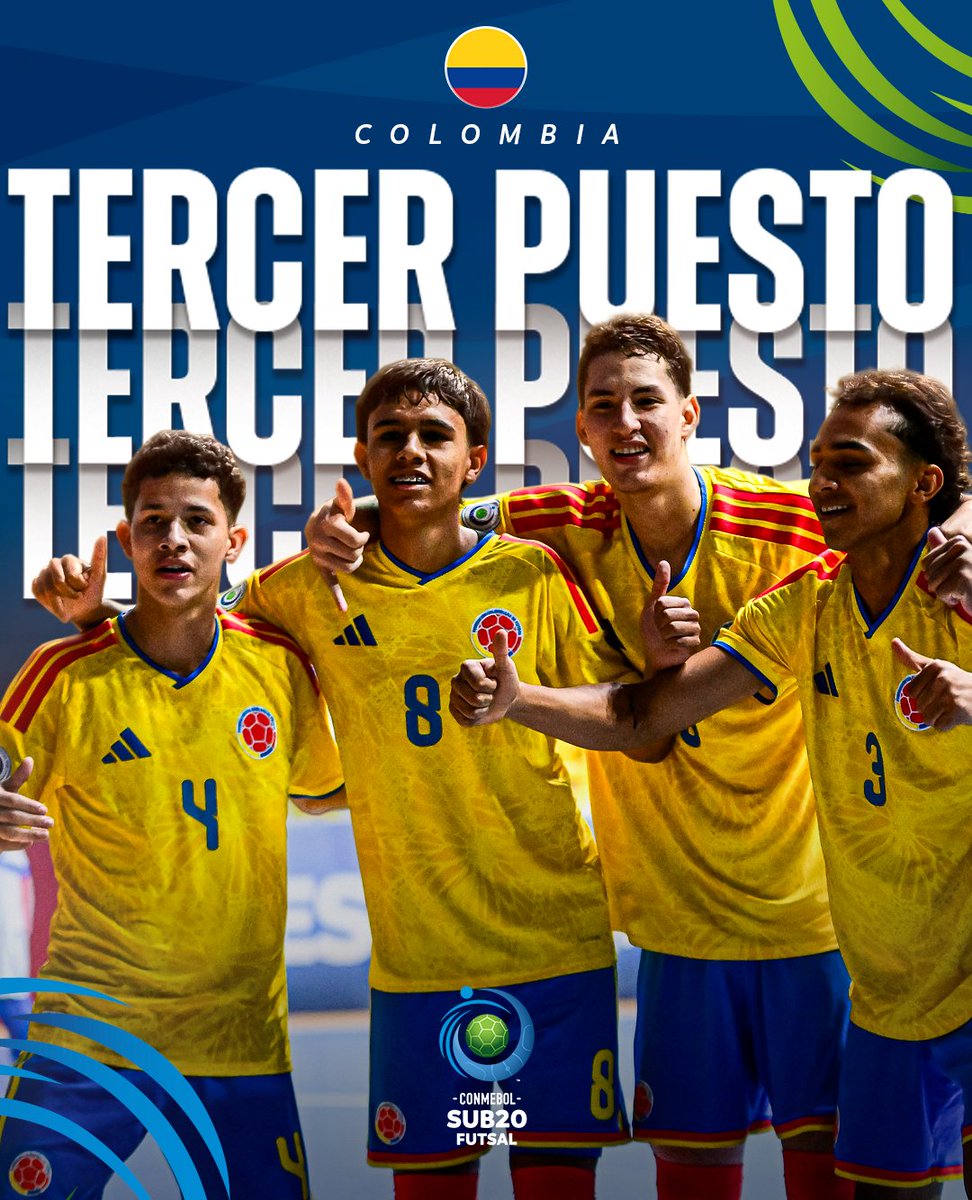 CONMEBOLtorneos's tweet photo. ¡Podio para @FCFSeleccionCol en la CONMEBOL #Sub20FS! 🇨🇴🥉 https://t.co/FcxZlqLhaK