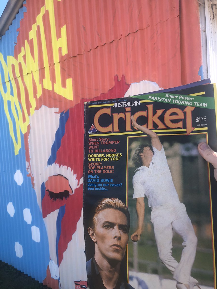 CricketLibrary's tweet photo. David Bowie featuring on the cover of Australian Cricket magazine 👌 https://t.co/m3hPkuBIf1