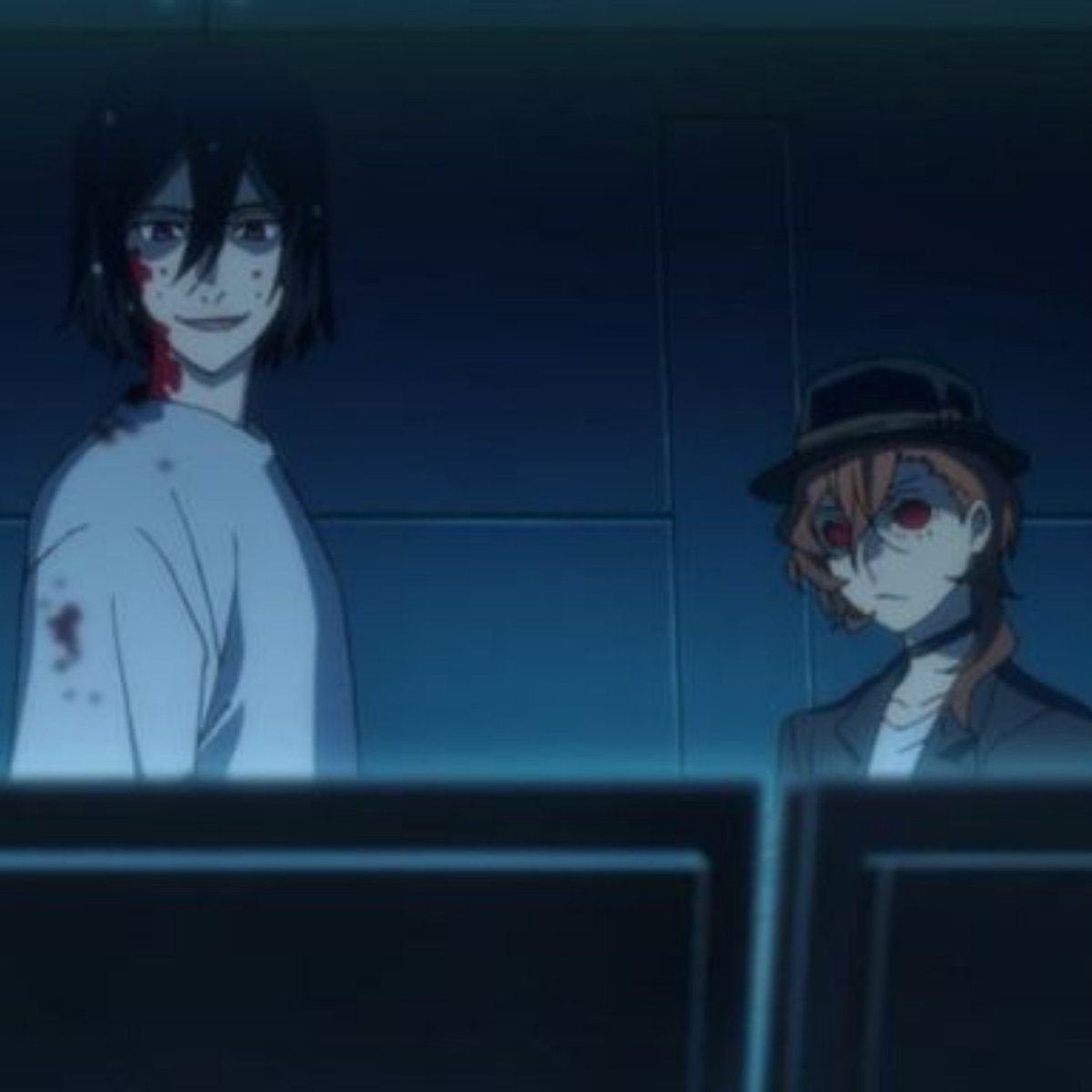 skk2328's tweet photo. i just love seeing chuuya standing next to other characters, he's so small compared to everyone 💕🤏🏻 https://t.co/ym1fphy4qI