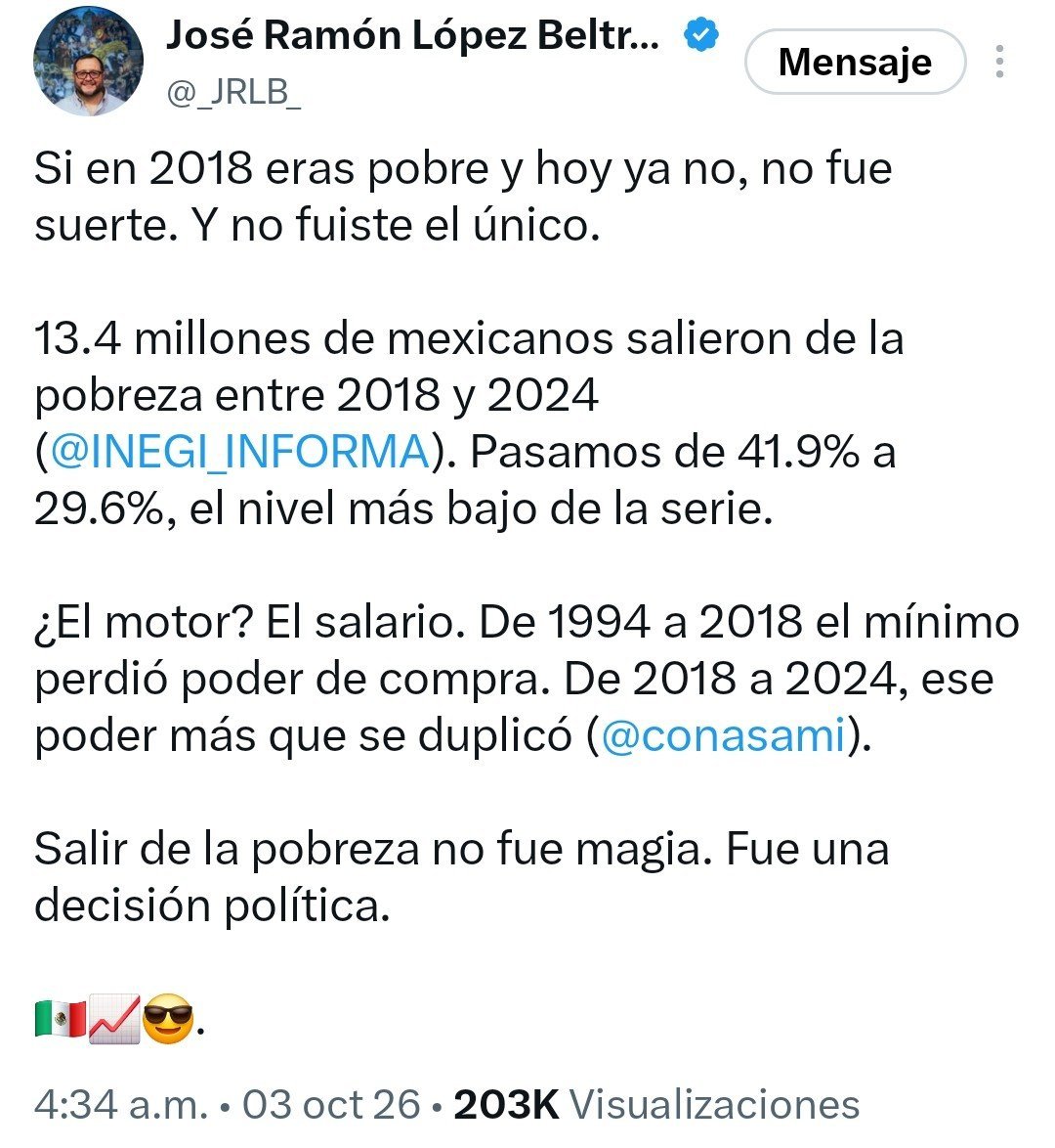 PPGINTERIORISMO's tweet photo. @mario_dico50 #ULTIMAHORA

Justo ayer el #PanzónMillonario presumía los programas clientelares del ladrón, corrupto, asesino @lopezobrador_. Hoy el #NarcoGobierno de @Claudiashein cancela JÓVENES CONTRUYENDO EL FUTURO.

Que fácil para @_JRLB_ hablar desde los privilegios del dinero mal habido. https://t.co/FzfzmnLtdj