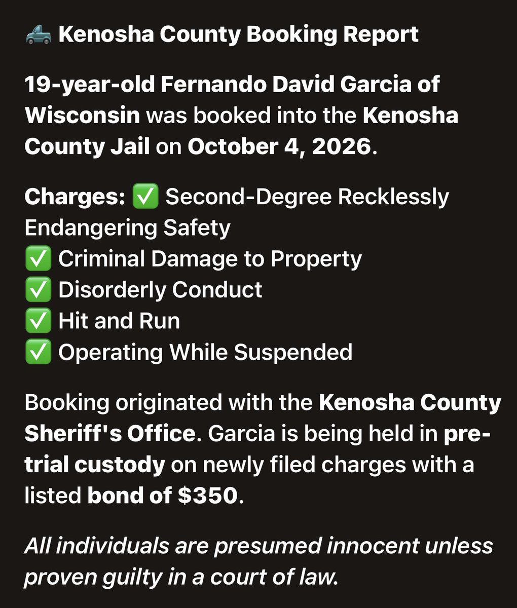 KenoshaRising's tweet photo. GARCIA, FERNANDO DAVID
🖕🏼🖕🏼🖕🏼🖕🏼🖕🏼🖕🏼🖕🏼🖕🏼🖕🏼🖕🏼🖕🏼

📍 #KenoshaCounty #KenoshaWI 🚔 #JailBooking 📰 #LocalNews ⚖️ #CommunityUpdate
👮‍♀️#KenoshaCountySheriff
💩#POS

https://t.co/Lj5y4mGRmi https://t.co/kwhqdnWI5m
