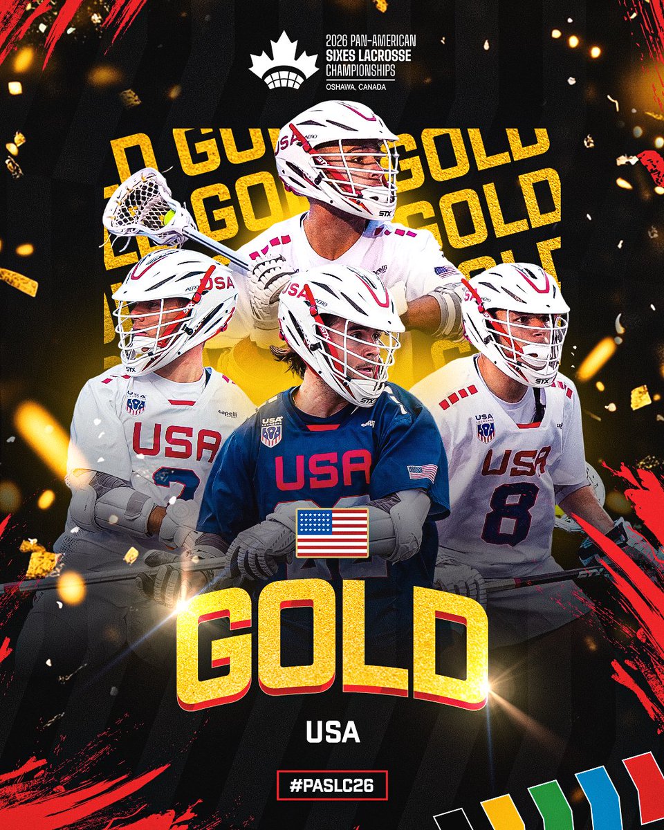 WorldLacrosse's tweet photo. WHAT A GAME! 😱

USA battled back to stun Canada in the final seconds to claim the men's Pan-American Sixes Championship gold medal 🇺🇸🥇

#PASLC26 #Lacrosse https://t.co/TOHET6GIrK